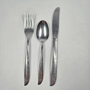 Vintage Oneida Community CHILD size Twin Star Fork Spoon‎ Knife Atomic Starburst